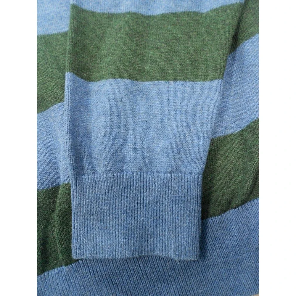 Tommy Hilfiger Sweater Medium Round Neck Striped Blue Green Long Sleeve